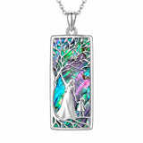 Sterling Silver Abalone Shell Tarot Card Pendant Necklace Gifts for Birthday Halloween Anniversary Valentine’s Day