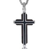 14K Gold Plated Wooden Abalone Shell Cross Pendant Necklacefor Men