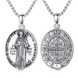 Sterling Silver  Virgin Mary Saint Florian Saint Jude Saint Michael Saint Benedict Amulet Protection Pendant Necklace