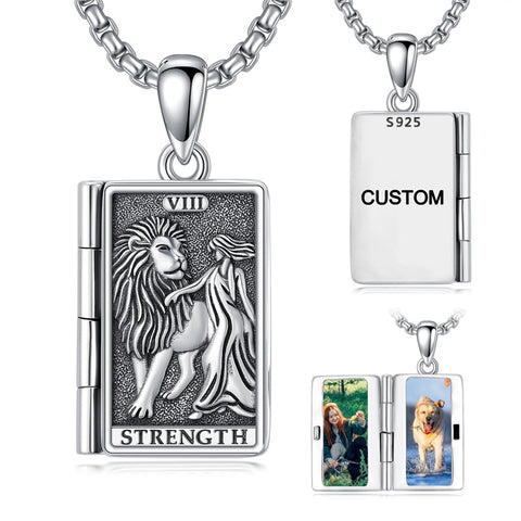 Sterling Silver Sun Moon Lovers Tarot Card Photo Locket Necklace