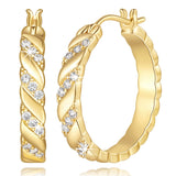 14K Gold Plated  Cubic Zirconia Dainty Hoop Earrings for Women