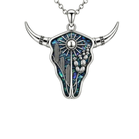 Sterling Silver  Bluebonnets Cow Skull Cowboy Hat Boot Cactus Cowgirl Texas Necklace Texas Necklace