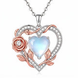 Sterling Silver Teardrop Gemstone Rose Butterfly Infinity Heart Necklace for Women