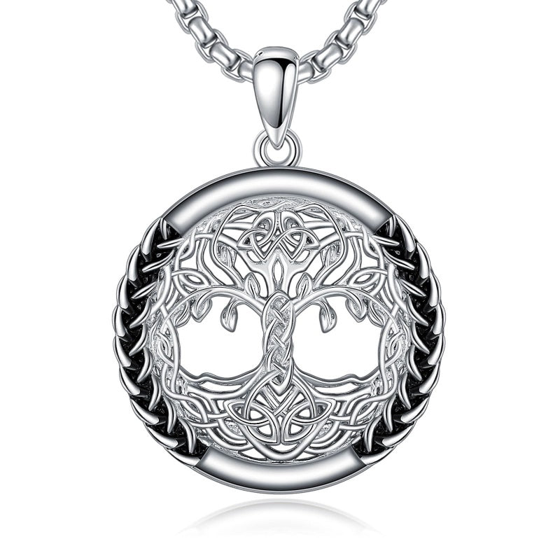 Sterling Silver Peace Sign Coexist Peace Symbol Pirate Tree of Life Thor's Hammer Wolf Raven Viking Series Necklace