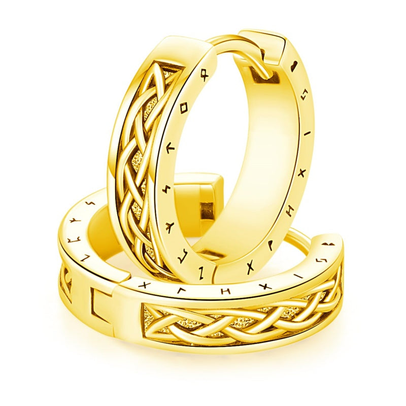 14K Gold Plated  Viking Hoop Earrings