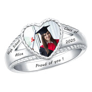Sterling Silver 10K 14K 18K Gold Personalized Photo High School College Graduation Ring