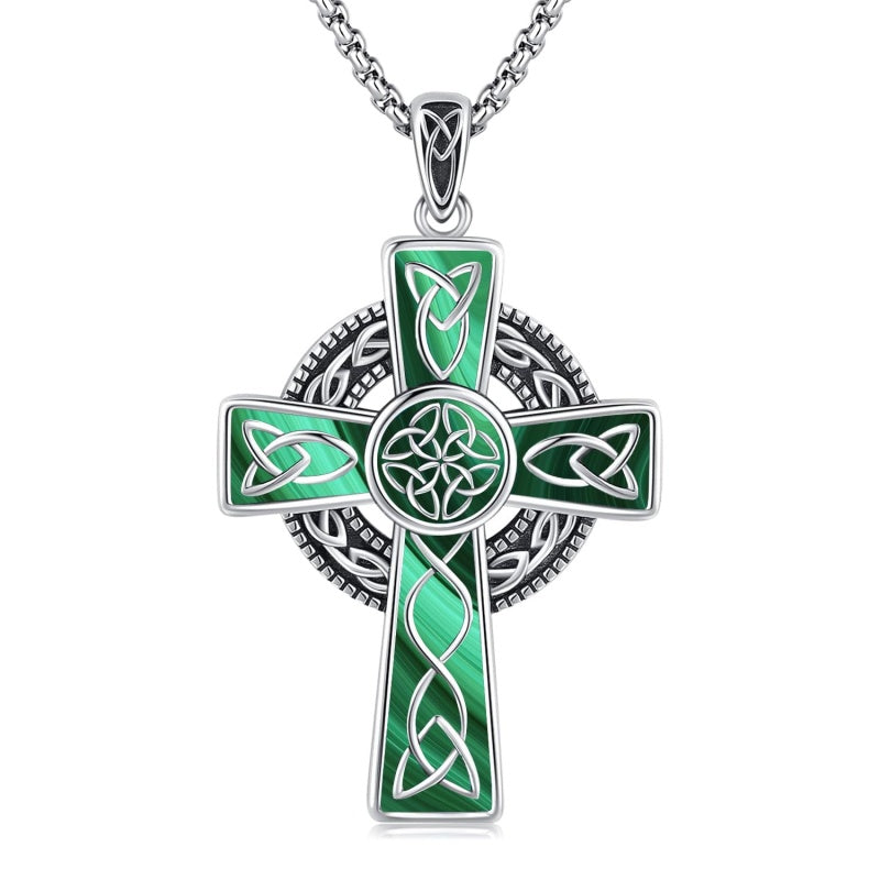 14K Gold Plated Celtic Vikin Cross Pendant Necklace Irish Jewelry Religious Protective Gift