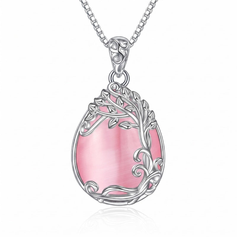 14K Gold Plated Teardrop Tree of Life Necklace for Women