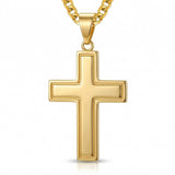 Cross Pendant Necklace for Men 14K Gold Plated Minimalist Christian Jewelry Religious Gift