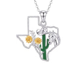 Sterling Silver  Bluebonnets Cow Skull Cowboy Hat Boot Cactus Cowgirl Texas Necklace Texas Necklace