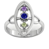 Sterling Silver Personalized Birthstone Engraved Soulful Window Ring