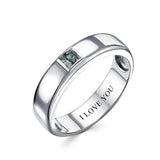 Sterling Silver 10K 14K 18K Gold Personalized Engraved Moss Agate Men's Wedding Ring Engagement Ring