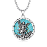 Sterling Silver St Michael St Christopher Pendant Necklace