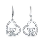 Sterling Silver Elephant Drop Earrings