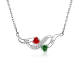 Sterling Silver Personalized Birthstone Name Wave Pendant Family Necklace