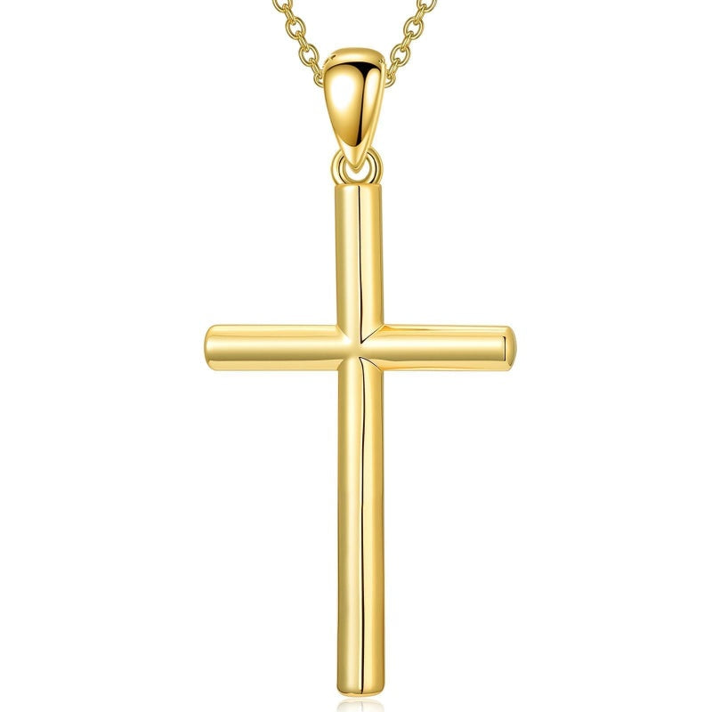 14K Gold Plated Cross Pendant Necklace for Women