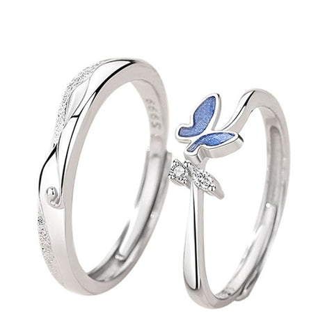 Copper Cubic Zirconia  Butterfly Adjustable Couple Rings