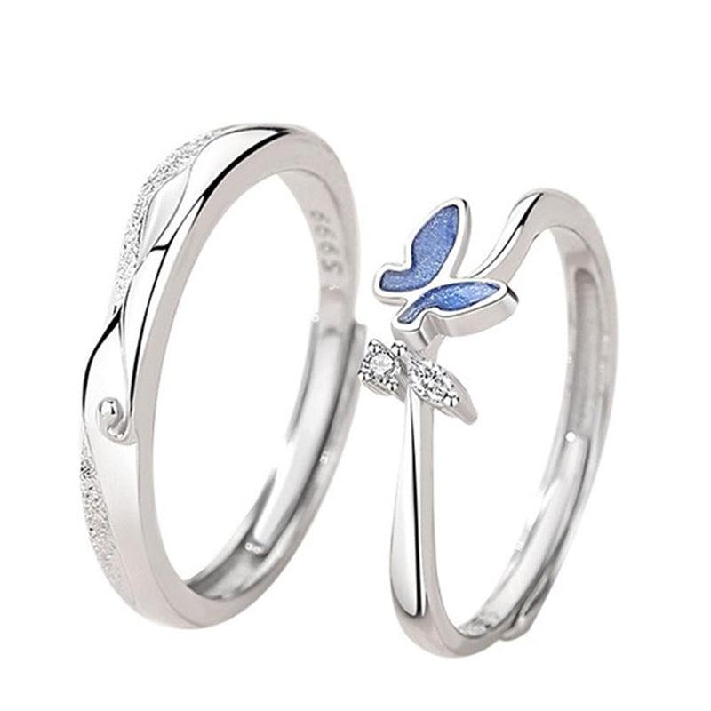Copper Cubic Zirconia  Butterfly Adjustable Couple Rings