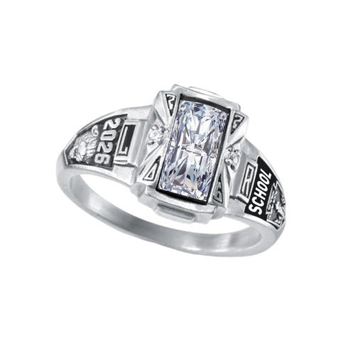 Sterling Silver Customized  Pattern  Engraved Class Ring for Men