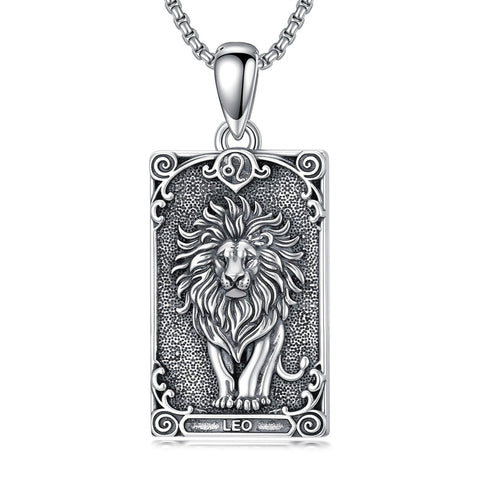 Sterling Silver Tarot Card 12 Zodiac Sign Pendant Necklace