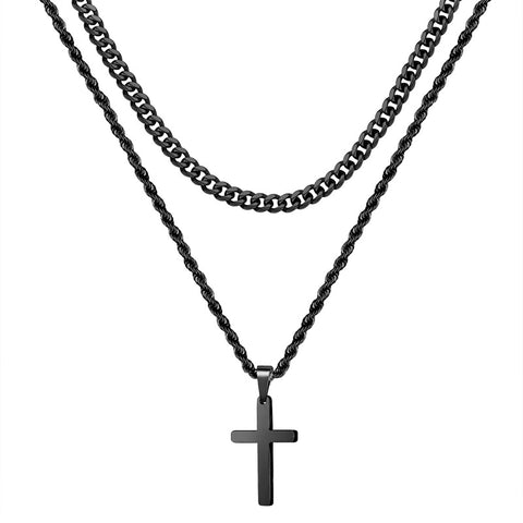 Stainless Steel Cross Pendant Necklace for Men