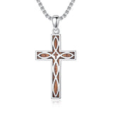 Sterling Silver Wooden Lion Orthodox Sword Wolf Cross Pendant Necklace