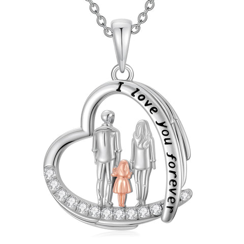 Sterling Silver Mother Daughter Father Daughter Sister Pendant Necklace Family Jewelry for Christmas Mother's Day