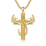 14K Gold Plated Cross Pendant Necklace for Men Religious Jewelry Christian Gift