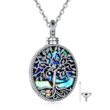 Sterling Silver Abalone Opal Shell Moss Agate Tree of Life Urn Necklaces for Ashes