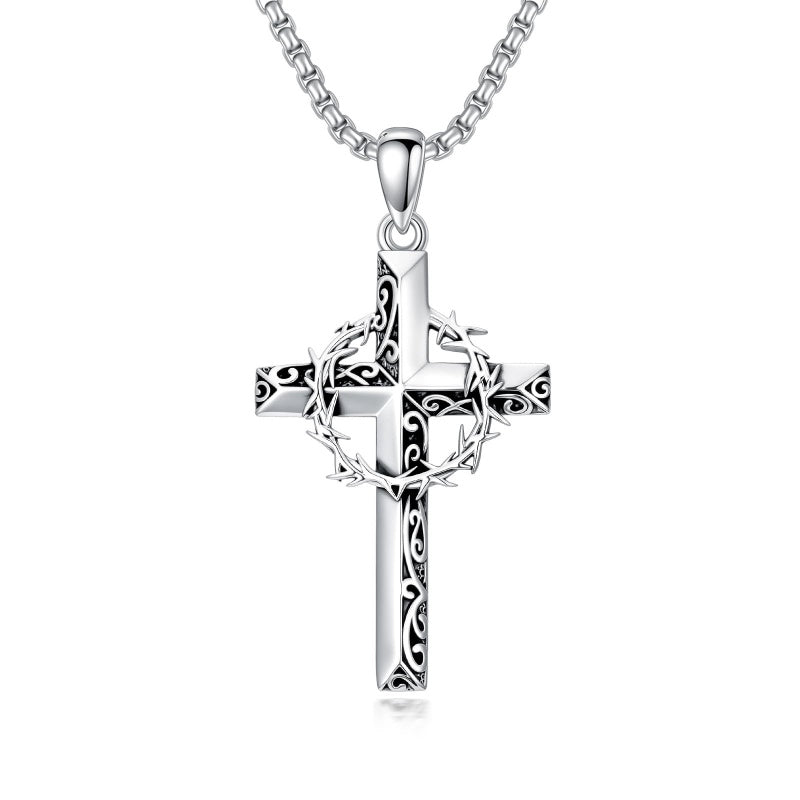 Sterling Silver Cross Pendant Necklace Christian Religious Jewelry Gifts for Anniversary