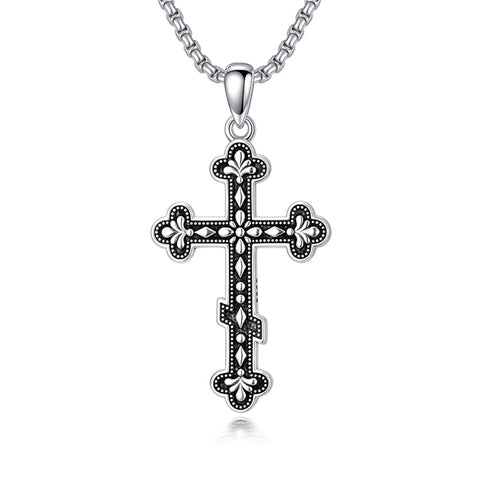 Sterling Silver Orthodox Cross Pendant Necklace Religious Gift