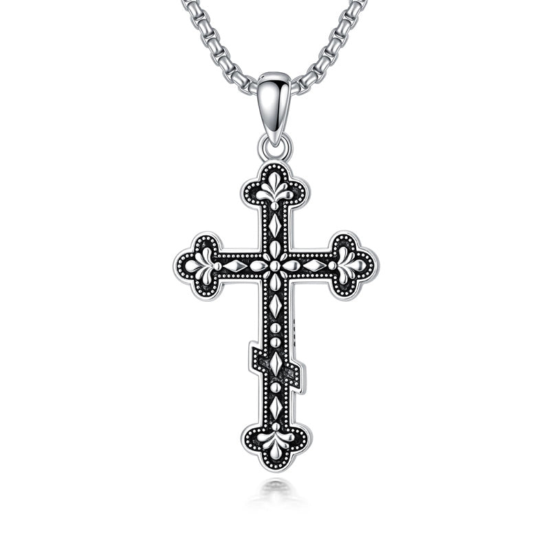 Sterling Silver Orthodox Cross Pendant Necklace Religious Gift