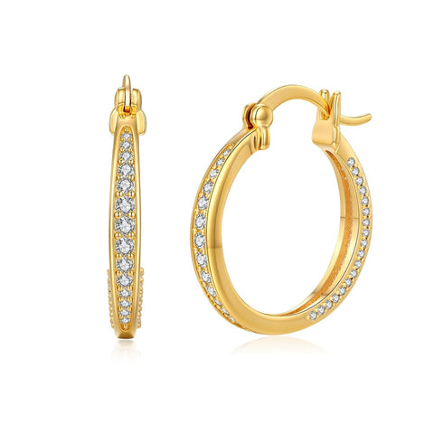 14K Gold Plated Cubic Zircon Hoop Earrings for Women