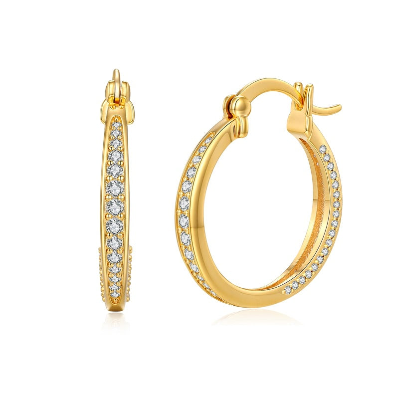 14K Gold Plated Cubic Zircon Hoop Earrings for Women