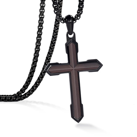 14K Gold Plated Wooden Cross Necklace  Christian Jewelry Gifts for Men