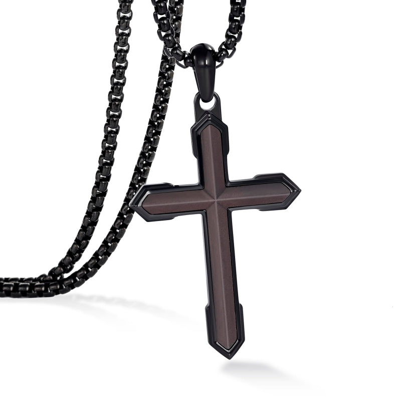 14K Gold Plated Wooden Cross Necklace  Christian Jewelry Gifts for Men