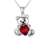 Sterling Silver Crystal Moonstone Teddy Bear Pendant Necklace