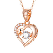 18K Gold Cubic Zirconia Double Love Heart Pendant Necklace