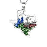 Sterling Silver  Bluebonnets Cow Skull Cowboy Hat Boot Cactus Cowgirl Texas Necklace Texas Necklace