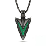 Malachite Turquoise Arrow Pendant Necklace for Men