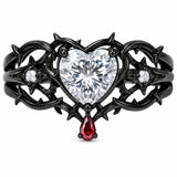 Sterling Silver 10K 14K 18K Gold Moissanite Gothic Black  Engagement Wedding Ring  for Women