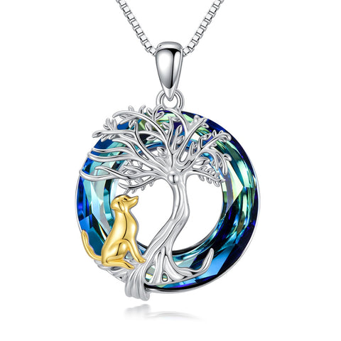 Sterling Silver Crystal Tree of Life Cardinal  Cat Hummingbird Dog Dragonfly Eagle Pendant Necklace
