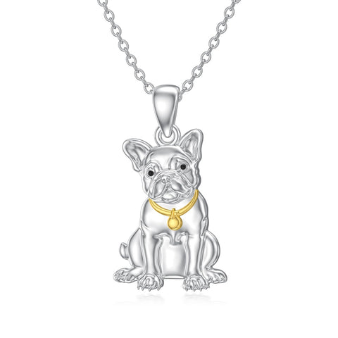 Sterling Silver Bulldog Pendant Necklace