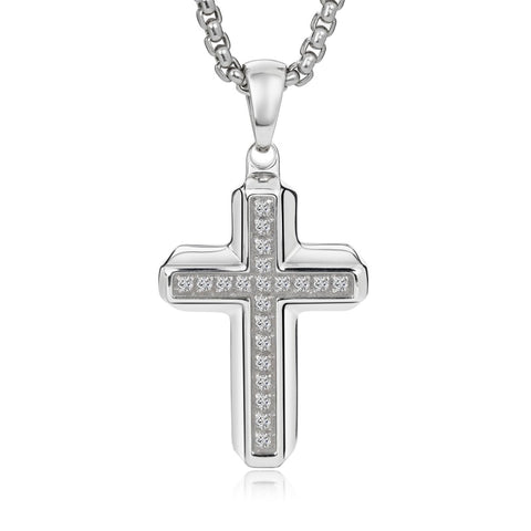 14K Gold Plated Cubic Zirconia Cross Necklace