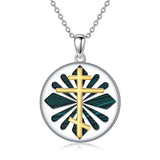 Cross Necklace 925 Silver Turquoise St Brigid Cross/Orthodox Cross/Witches Knot/Map/Sword Pendant Jewellery Birthday Gifts for Women Men