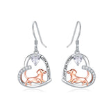 Sterling Silver Dachshund Dangle Earring