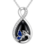 Sterling Silver Teardrop Gemstone Rose Butterfly Infinity Heart Necklace for Women