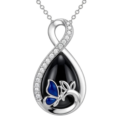 Sterling Silver Teardrop Gemstone Rose Butterfly Infinity Heart Necklace for Women