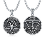 Sterling Silver Aztec Lion Cross Pendant Necklace