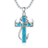 Sterling Silver Cross Pendant Necklace for Men